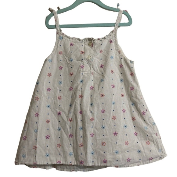 TOUGHSKINS Youth Girls Lrg White Floral Ruffled Tie Strap Tank Top Summer Play - Picture 4 of 4